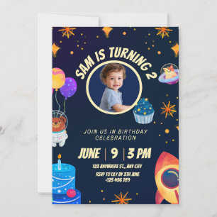Birthday Invitation Space Rocket for kids 