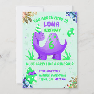 Birthday invitation to the world of dinosaurs