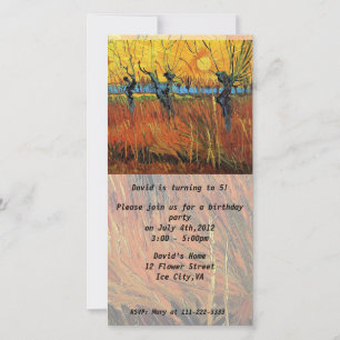 Birthday invitation.Willows at Sunset by van Gogh.
