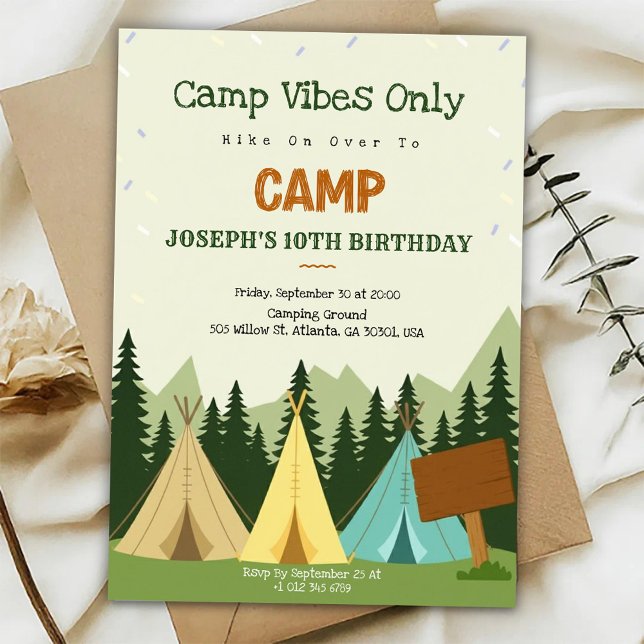Birthday Invitation with a camping vibe  (Créateur téléchargé)