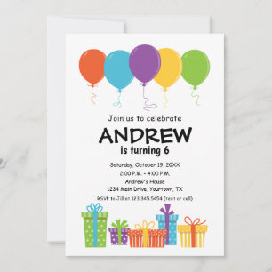 Birthday Invitation with balloon and presents