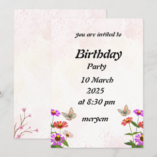  birthday invitation with Floral with butterflies 