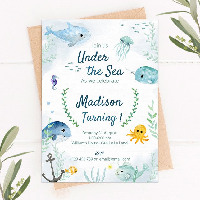 Birthday invitation with under the sea theme (Creator Uploaded)