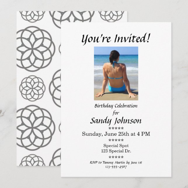Birthday Invitation You're Invited Custom Adult (Front/Back)