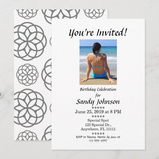 Birthday Invitation You're Invited Custom Adult (Front/Back)
