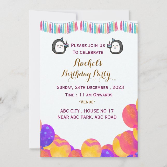 Birthday Invitations  (Front)