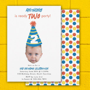 Birthday Invite 2nd Two Birthday Baby Face Photo