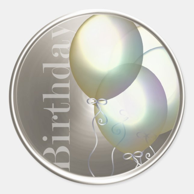 Birthday Iridescent Balloons Silver Envelope Seal (Front)