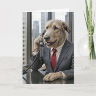Birthday Irish Wolfhound Businessman Card