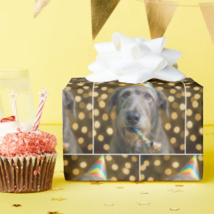 Birthday Irish Wolfhound Dog With Party Hat Wrapping Paper
