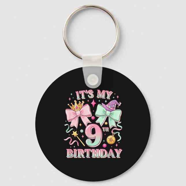 Birthday It's My 9th Birthday Cute Magical Princes Keychain (Front)