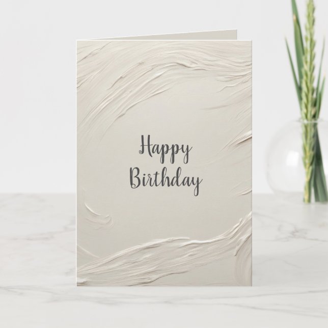 Birthday Ivory Abstract Textured Design Card (Front)