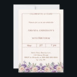 Birthday ivory lavender florals invitation<br><div class="desc">Elegant Floral Birthday Invitation – Lavender & Champagne Celebrate in style with this elegant floral birthday invitation featuring soft lavender flowers paired with ivory and champagne tones. The timeless design creates a sophisticated and versatile look, perfect for birthdays of any age. Easily personalize with your name, date, time, and event...</div>
