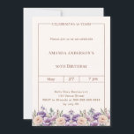 Birthday ivory lavender florals invitation<br><div class="desc">Elegant Floral Birthday Invitation – Lavender & Champagne Celebrate in style with this elegant floral birthday invitation featuring soft lavender flowers paired with ivory and champagne tones. The timeless design creates a sophisticated and versatile look, perfect for birthdays of any age. Easily personalize with your name, date, time, and event...</div>