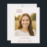 Birthday ivory rose gold photo Save the Date card<br><div class="desc">A soft ivory colored background,  rose gold text.  Personalize and add your photo and the details. 

1 sheet = 1 Save the Date printed edge to edge.</div>