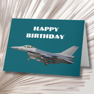 Birthday Jet Fighter Airplane Pilot Military Custo Card