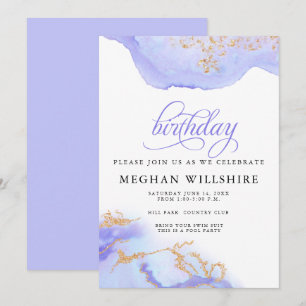 Birthday June Alexandrite Watercolor Geode Invitation