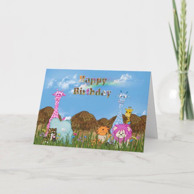 Birthday Jungle Animals Card (Front)