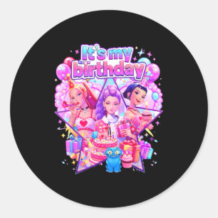 Birthday k-pop cute chibi k pop birthday girl kpop classic round sticker