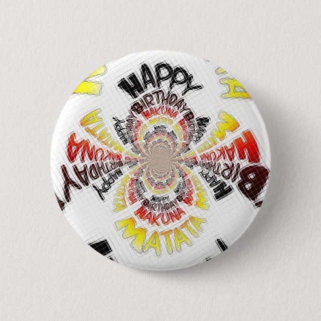 Birthday Kaleidoscope Art Print 2 Inch Round Button (Front)