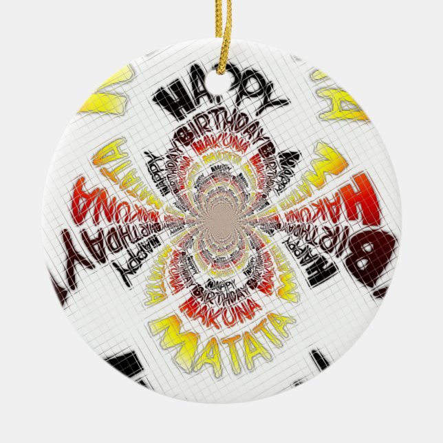 Birthday Kaleidoscope Art Print Ceramic Ornament (Front)