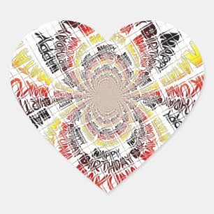 Birthday Kaleidoscope Art Print Heart Sticker