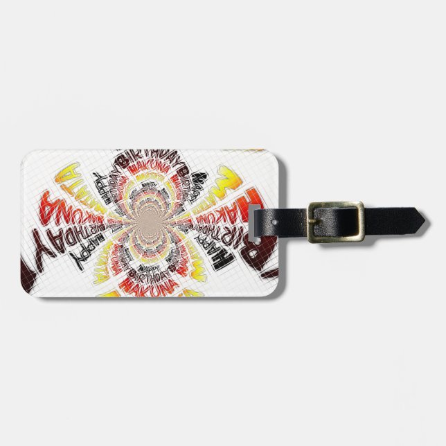 Birthday Kaleidoscope Art Print Luggage Tag (Front Horizontal)