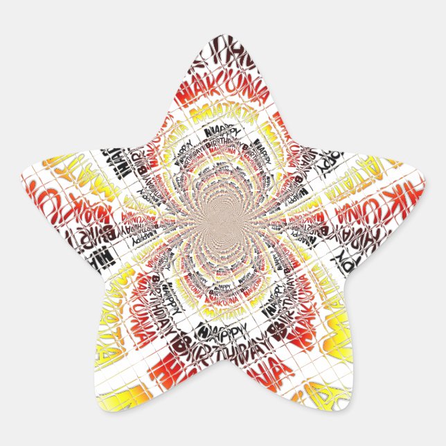 Birthday Kaleidoscope Art Print Star Sticker (Front)