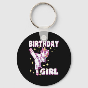 Birthday Karate Unicorn Girl  Keychain