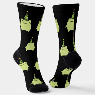 Birthday Kawaii Green Frog - Cute Party Pattern  Socks