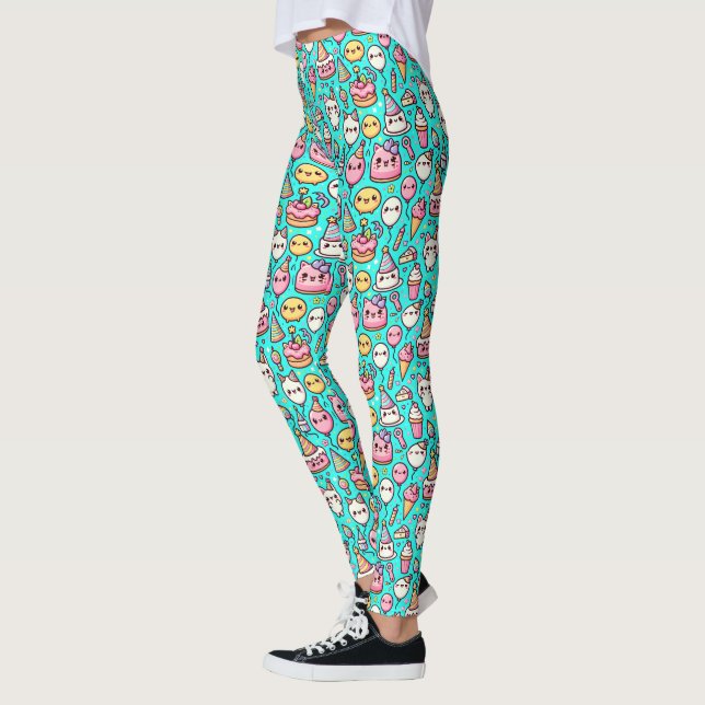 Birthday Kawaii Pattern Leggings (Left)