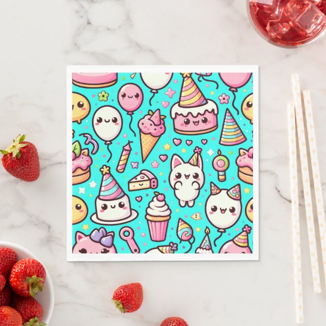 Birthday Kawaii Pattern Napkin (Insitu)