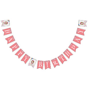 Birthday kawaii princess rainbow unicorn magical  bunting flags