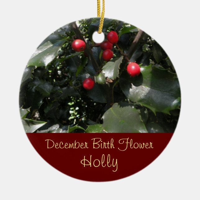 Birthday Keepsake - December Birth Flower Ornament (Front)