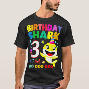 Birthday Kids Shark3 Years Old 3rd Family Mothers T-Shirt