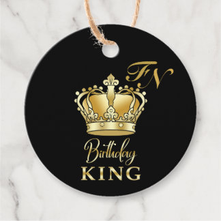 Birthday King Gold Crown Royal Monogram Luxury Favour Tags