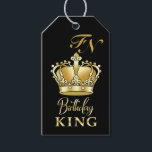 Birthday King Gold Crown Royal Monogram Luxury Gift Tags<br><div class="desc">Happy Birthday King Gold Crown Design. For a regal birthday celebration, these Gold Royal Crown shot glasses offer a luxurious, customizable gift option for men and boys. Featuring a gold glitter texture and royal crown design, they are well-suited for milestone events like a 13th Bar Mitzvah, graduations, or anniversaries. Personalized...</div>