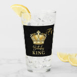 Birthday King Gold Crown Royal Monogram Luxury Glass<br><div class="desc">Happy Birthday King Gold Crown Design. For a regal birthday celebration, these Gold Royal Crown shot glasses offer a luxurious, customizable gift option for men and boys. Featuring a gold glitter texture and royal crown design, they are well-suited for milestone events like a 13th Bar Mitzvah, graduations, or anniversaries. Personalized...</div>
