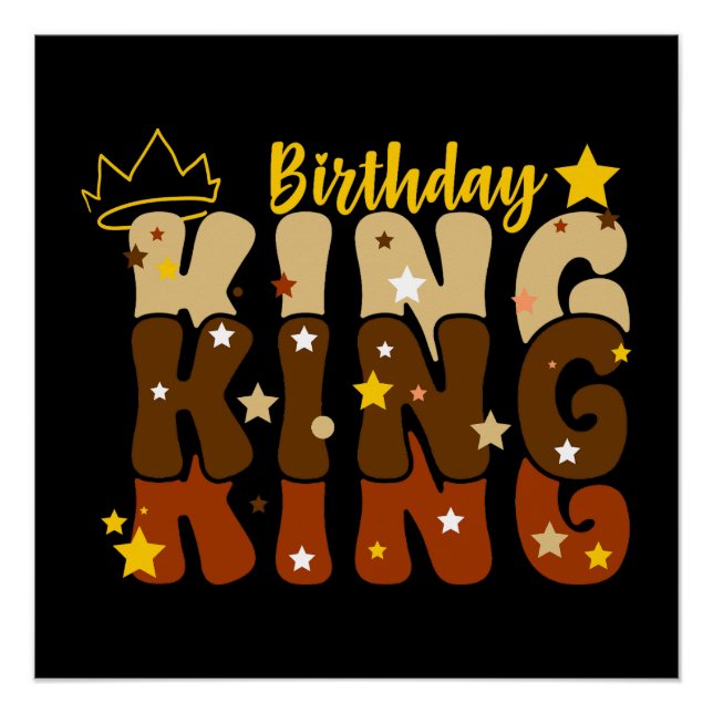 Birthday King Groovy Typo Poster (Front)