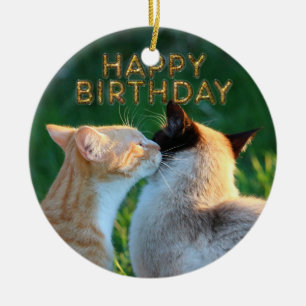 Birthday kiss ceramic ornament