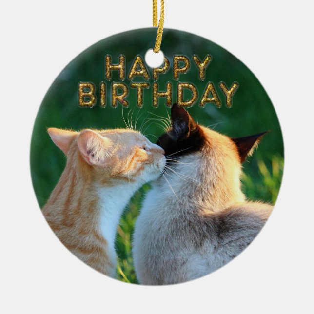 Birthday kiss ceramic ornament (Front)