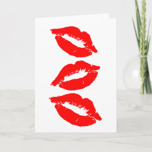 BIRTHDAY KISSES RED LIPS CARD