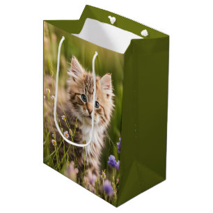 Birthday Kitten In Wildflowers Medium Gift Bag