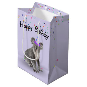 Birthday Koala Bear and Star Confetti    Medium Gift Bag