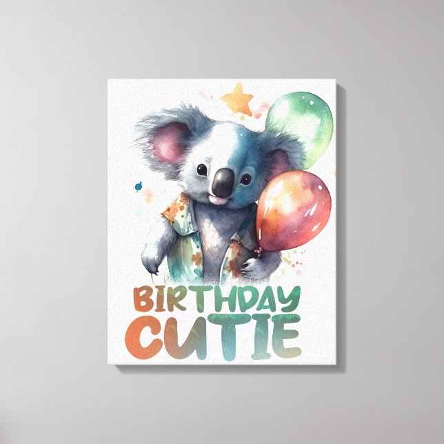 Birthday Koala Design Canvas Print (Front)
