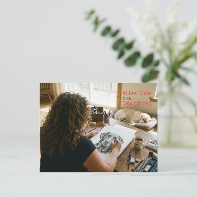 Birthday Labrador drawing  Postcard (Standing Front)