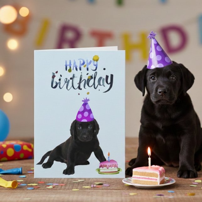 Birthday Labrador Retriever Lab Black Puppy Card (Creator Uploaded)