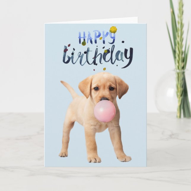 Birthday Labrador Retriever Puppy Dog Bubble Gum Card (Front)