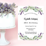 Birthday lavender florals eucalyptus greenery invitation<br><div class="desc">A classic invitation for a 40th (or any age) birthday party.  Decorated with lavender florals and eucalyptus greenery. Personalize and add your name and party details.  
Back: violet,  lavender coloured background.  You can change the background colour if you want to</div>