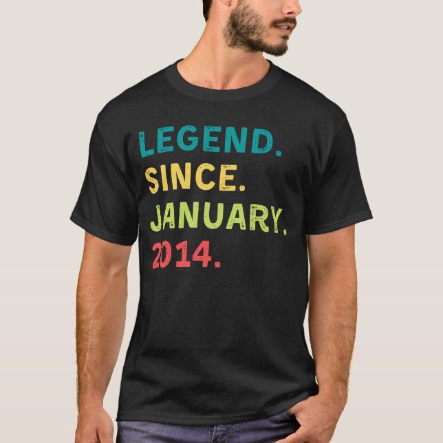 Birthday Legend 2014 January Saying Retro Celebrat T-Shirt (Front)